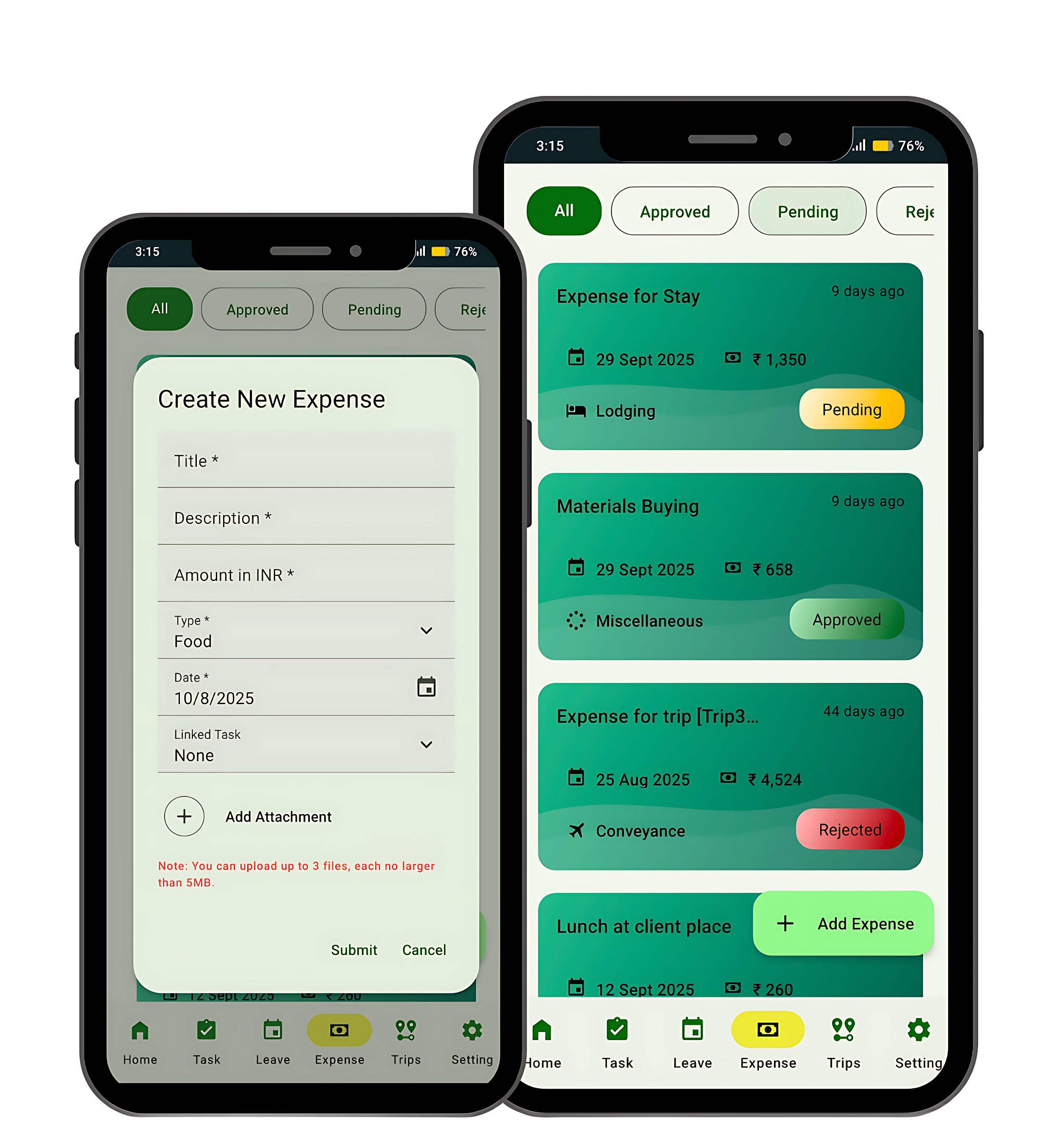 Expense Management Mobile App Interface